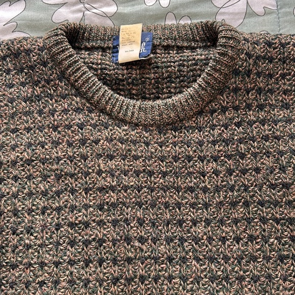Vintage Woolrich Wool Green/Brown Geometric Sweater Crewneck Fisherman XL - Picture 5 of 11